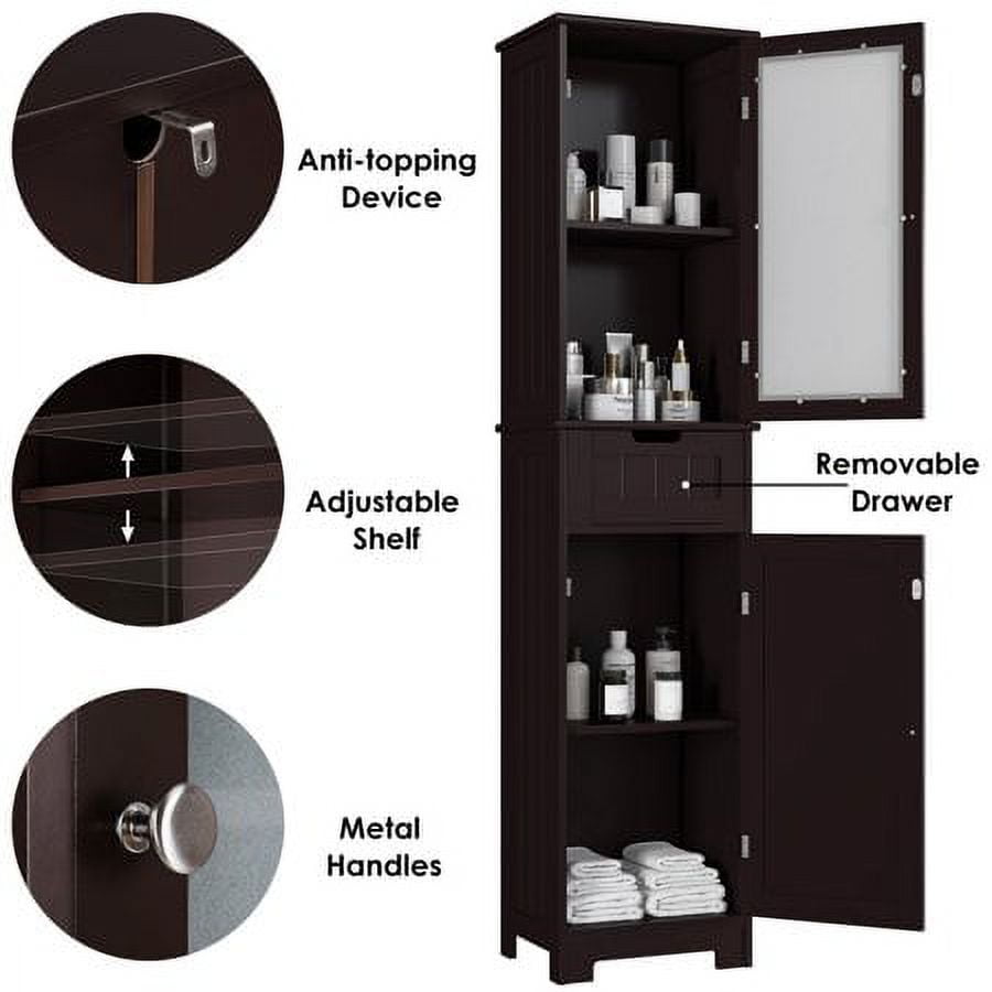 Hommoo Small Bathroom Storage Cabinet with 1 Door, Linen Tower
