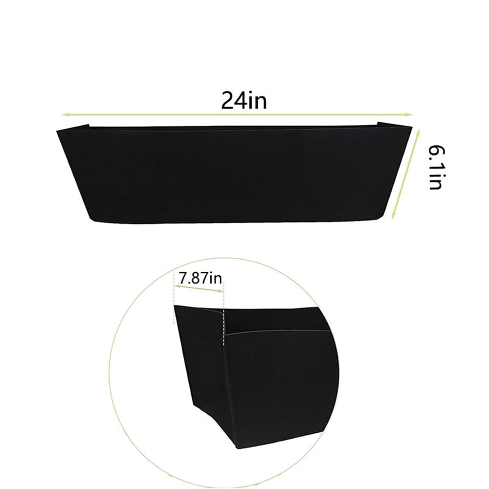 4 Pcs 24 Inch Fabric Plant Window Box Liners-Rectangular Non-Woven Planter Basket Liner-Black Felt Flower Hanging Basket for Outdoor Garden Wall Hanging Planter Flower Vegetables
