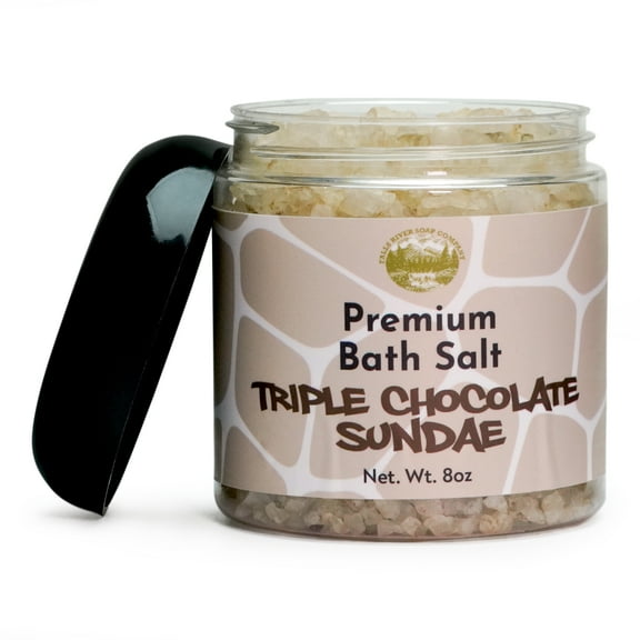 Triple Chocolate Sundae Salt Scrub - 8oz Detox Bath Salt Body Scrub, Great as a Face Scrub & Exfoliating Body Scrub for Acne Scars, Stretch Marks, Foot Scrub, Great Gifts For Women - Falls River Soap