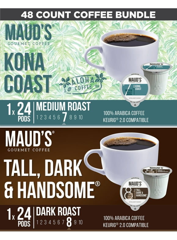 Maud's Dark Roast and Kona Coast Coffee Pod Bundle, 48ct