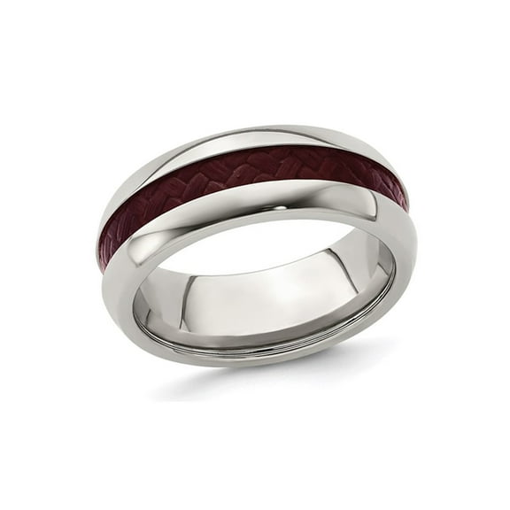 Gem & Harmony Mens Stainless Steel Red Carbon Fiber Wedding Band Ring (8mm) for Men