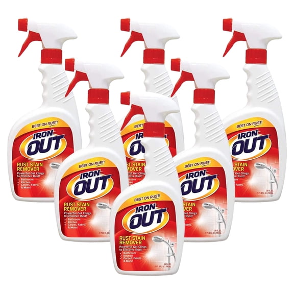 Iron OUT Spray Gel Rust Stain Remover, Remove and Prevent Rust Stains in Bathrooms, Kitchens, Appliances, Laundry, and Outdoors, 24 Ounce, Pack of 6