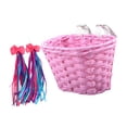 thumbnail image 3 of S SERENABLE Bike Basket Detachable with 2 Ribbons Front Basket for Picnic Riding Pink Basket, 3 of 9