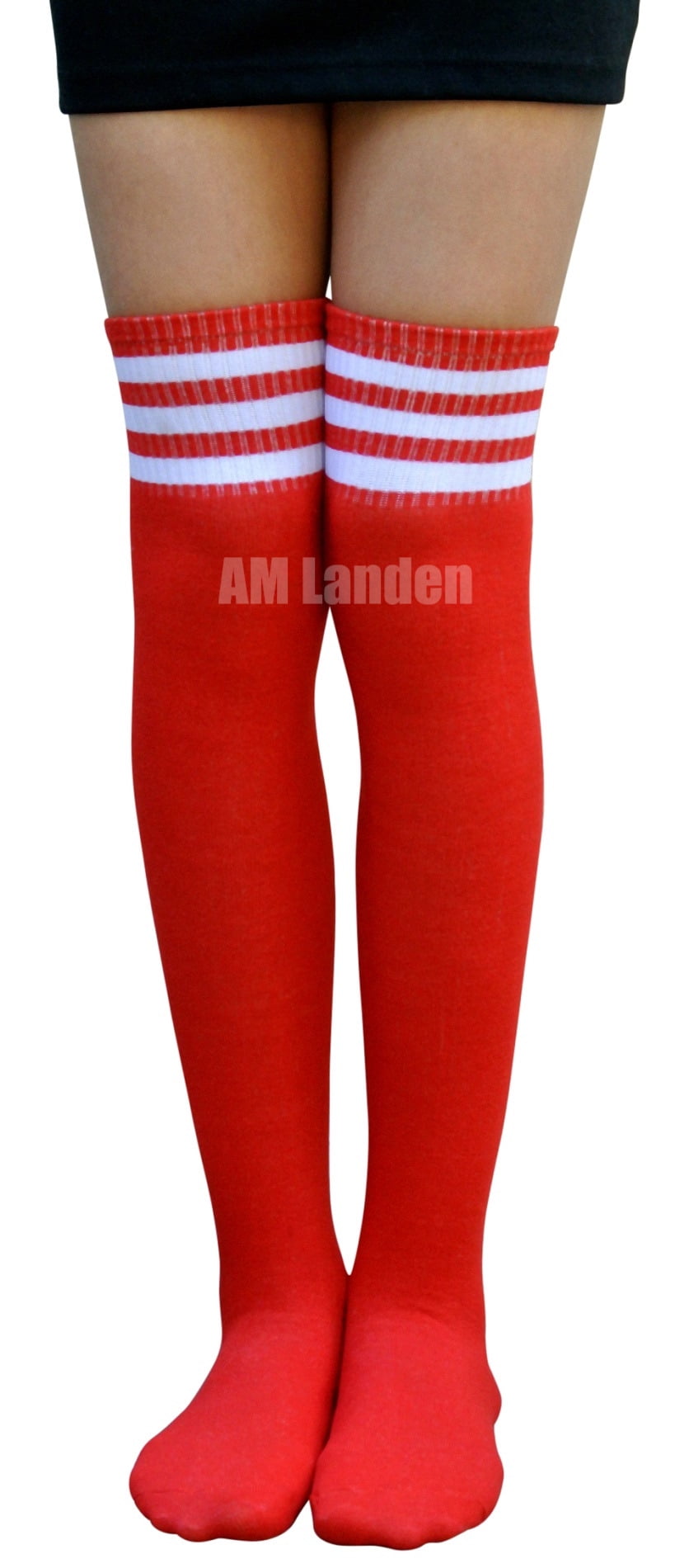 Multi Color Clown Socks Striped Knee High Socks Elf Rag Doll Teen to Adult Size 