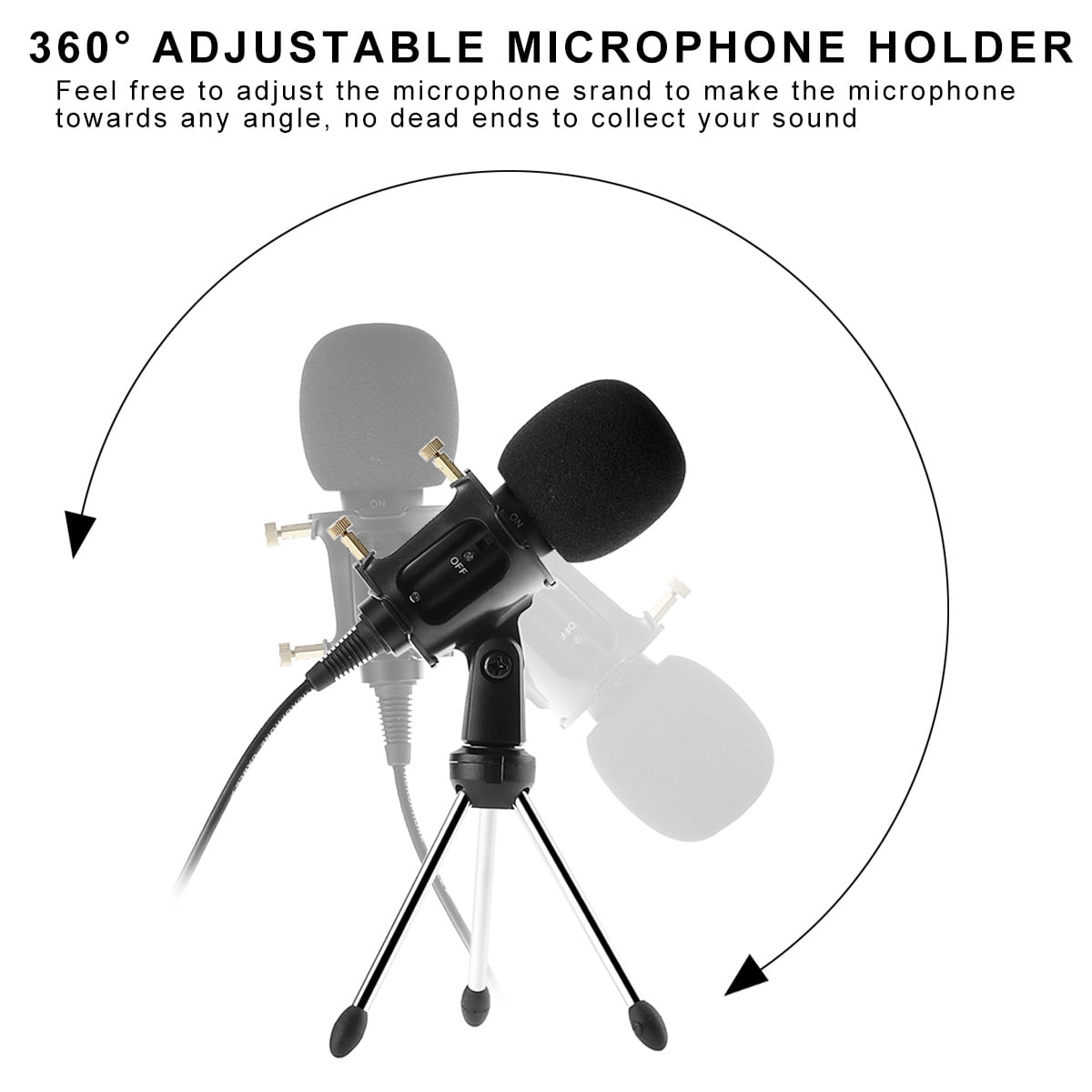 Professional Condenser Microphone Set 3.5mm Cable Plug Play Home Studio microphones, dual-layer acoustic filter, for Iphone Ipad Samsung Android Windows Smartphones