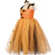 thumbnail image 5 of Vestido con tutú de bruja y murciélago para niña, color naranja y negro, disfraz de Halloween de calabaza para niña, vestido de fiesta de carnaval elegante con tul brillante, 5 of 5