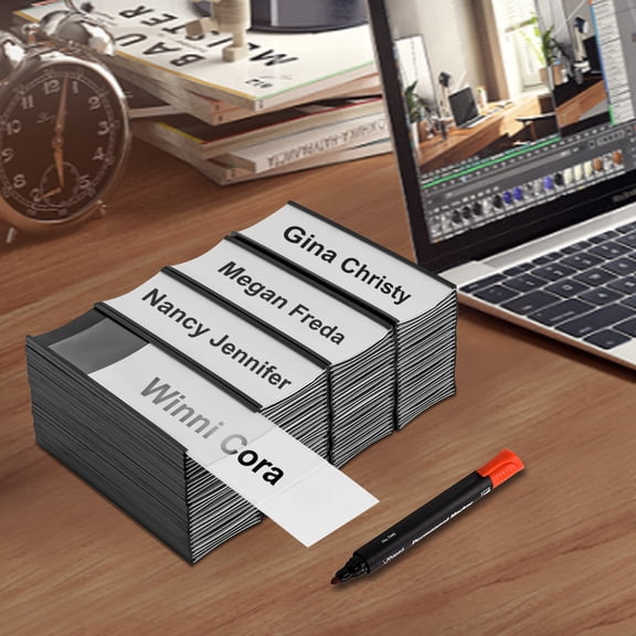100 PCS Black Magnetic Label Holders, Shelf Label Holders, Magnetic Label Holders with Magnets