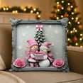thumbnail image 1 of Funda de Cojín de Lino con Muñeco de Nieve Rojo Navideño | Decoración Navideña para Sofá | 45X45Cm | Funda de Cojín con Imitación de Bordado, 1 of 6