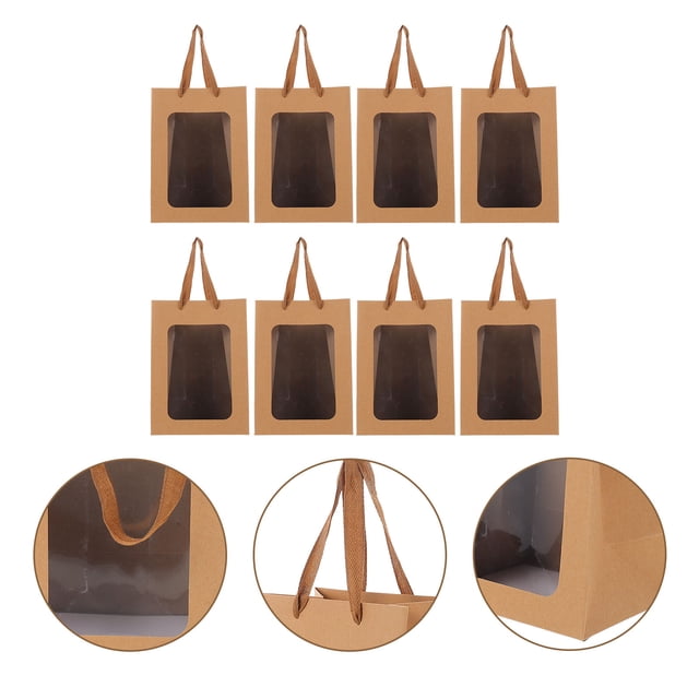 WHAMVOX 10Ud Bolsa De Regalo Multipropósito En Papel Kraft Con Ventana Para Almacenamiento Y Fiesta