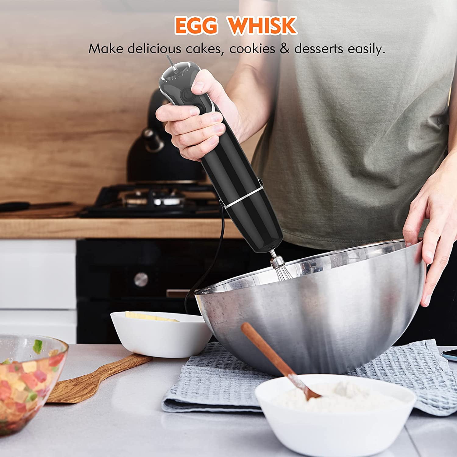800-Watt 12-Speed Immersion Hand Blender with  Reinforced Blade and  Function for Fine Mixing