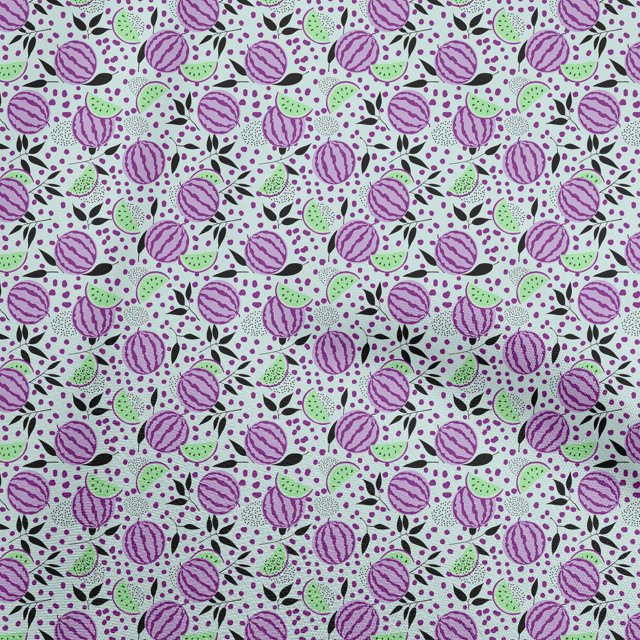 oneOone Polyester Spandex Light Blue Fabric Watermelon Sewing Material Print Fabric By The Yard 56 Inch Wide