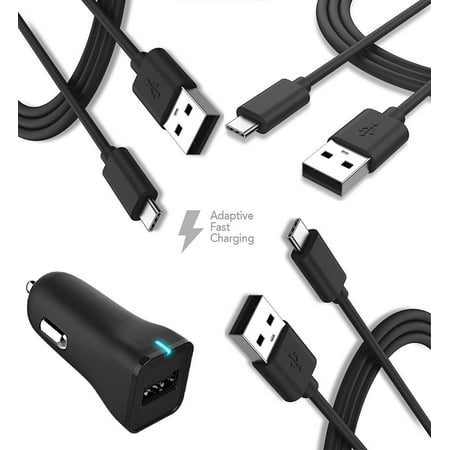 Ixir Huawei Honor Note 8 Charger Fast Type-C USB 2.0 Cable Kit by TruWire - (1 Fast Car Charger + 3 Type-C Cables) True Digital Adaptive Fast Charging uses dual voltages for up to 50% faster charging!