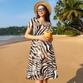 thumbnail image 4 of Disketp Watercolor Zebra para Vestido de Manga Corta para Mujeres, Vestidos de Verano para Mujeres, Casual y Holgado para la Playa, 4 of 6