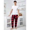 thumbnail image 3 of Men Buffalo Plaid Print Drawstring Waist Pajama Pants, 3 of 4