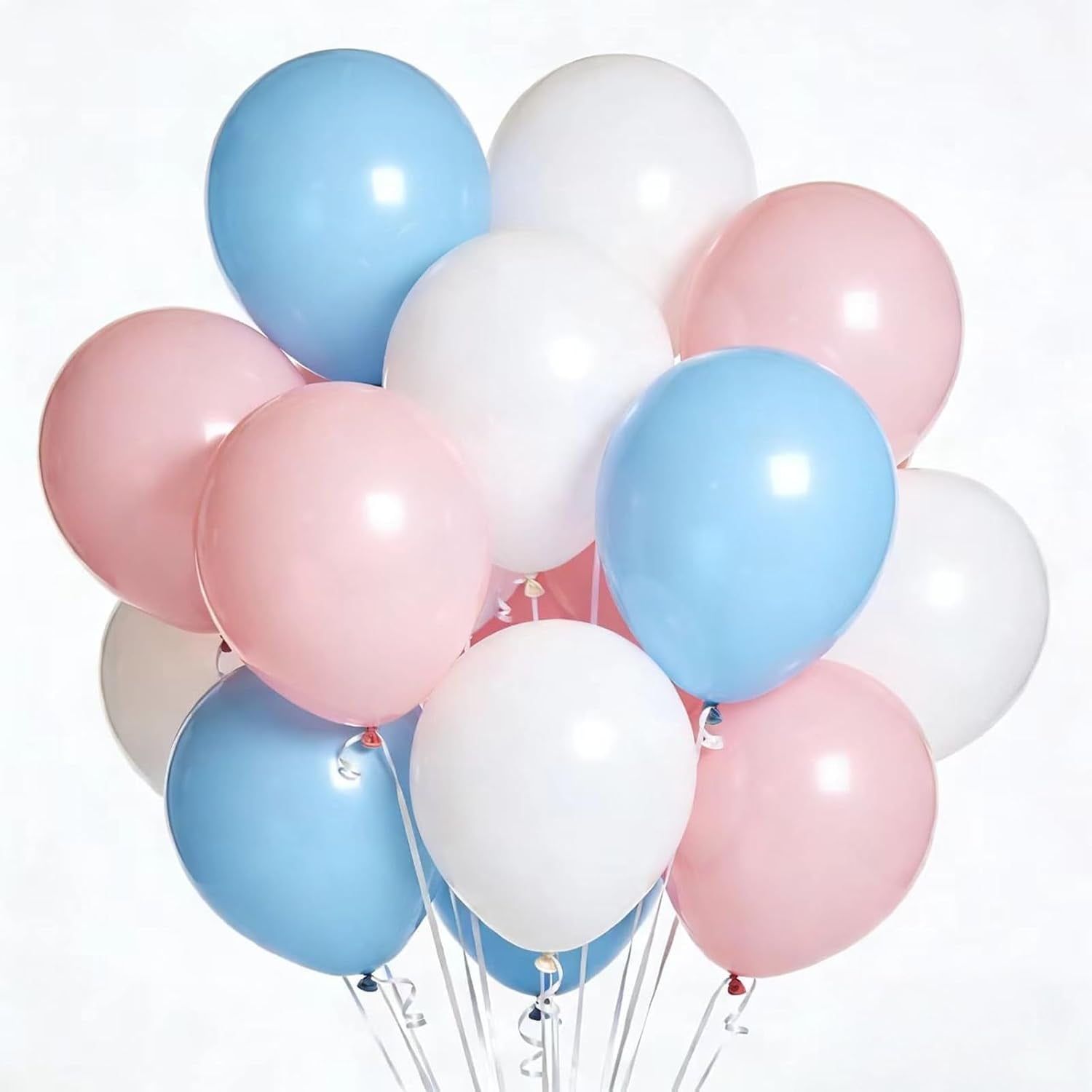 320 Pcs Pink Blue White 12 Inch Bulk Light Pink Light Blue Assorted Color Latex Balloons for Birthdays Weddings Baby Shower Party Decorations