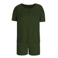 thumbnail image 3 of GERsome Womens Ribbed Knit Lounge Sets Short Sleeve Tops and Shorts Sleepwear Pajama Set Two Piece Shorts Outfits Set M-2XL (Green,L), 3 of 5