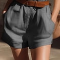 thumbnail image 5 of TEAJOPSUU Cotton Linen Rompers for Women Solid Color Sleeveless V Neck Zip Front Short Jumpsuits with Pockets Casual Summer Daily Rompers Dark Gray, 5 of 6