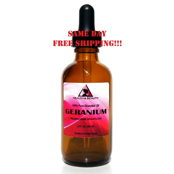 GERANIUM ESSENTIAL OIL AROMATHERAPY 100% PURE NATURAL GLASS DROPPER 2.0 OZ 59 ML