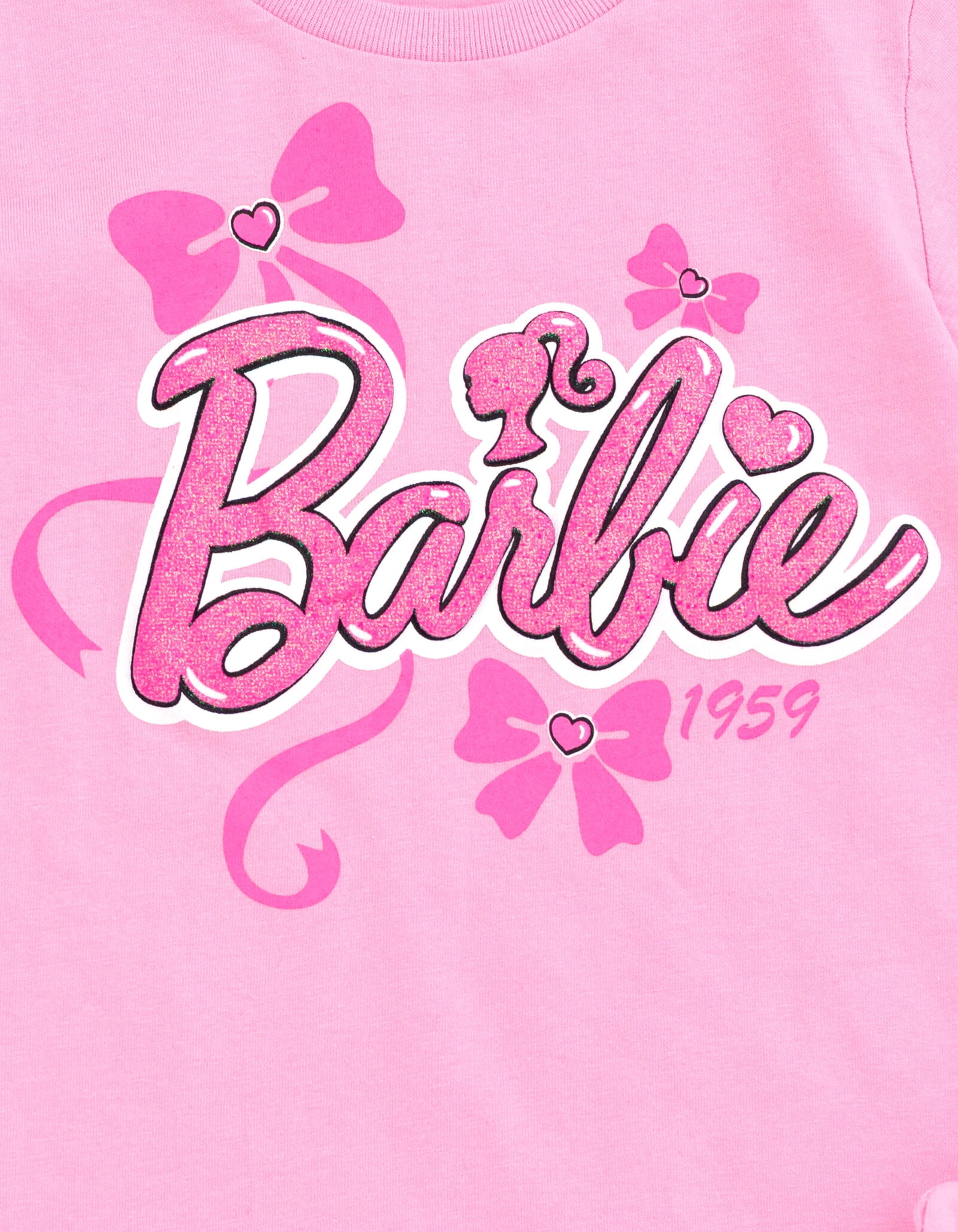 Barbie T-Shirt and Chambray Shorts Outfit Set Logo Toddler to Big Kid
