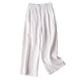 thumbnail image 2 of ICHUANYI Clearance Women's Solid Color Casual Feeling Of Falling Button Cotton And Linen Straight Barrel Ninth Pants(White, XXL) ICHUANYI WER2023081402390, 2 of 4