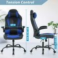 thumbnail image 7 of Dkelincs PC Gaming Chair Ergonomic Office Chair with Lumbar Support Flip Up Arms Headrest Adjustable Computer Desk Chair for Adults, Blue, 7 of 7