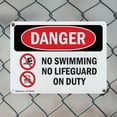 thumbnail image 5 of (2 Pack) No Swimming No Lifeguard On Duty OSHA Danger Sign 10 Inch X 7 Inch Indoor / Outdoor Rust-Free Aluminum Metal Signs for Workplace, Workshop, and Construction Site, Made in the, 5 of 8