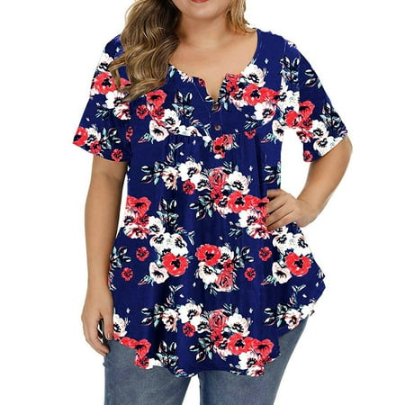 

ZHAGHMIN T Shirt Womens Womens Summer Fashion Tops Plus Size Loose Tops Casual Printed V Neck Short Sleeves T Shirts Plus Size Scrub Shirts Women T Shirts V Neck Short Sleeve T Shirt Tops Plus Size