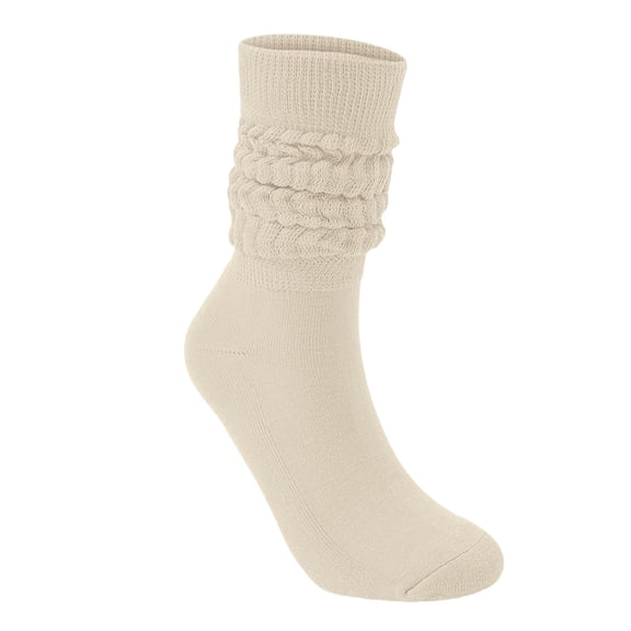 CNEJRHG Mid‑Calf Slouch Stacked Socks for Women Men Thermal Socks Winter Warm Cozy Elastic Ribbed Cuffs Yoga Fitness Crew Socks Beige