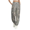 thumbnail image 2 of Women Joggers Sweatpants Casual Print Lounge Pants Trousers with Pockets Gray L, 2 of 6