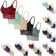 thumbnail image 3 of Brglopf 2/3/5 Pack Bralettes for Women Floral Lace Wireless Bra V Neck Racerback Crop Top Adjustable Spaghettic Strap Camisole Bras 5 Pack-Gray/Pink/Navy/Wine/Green M, 3 of 3