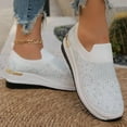 thumbnail image 7 of Bling Sneakers,Wedge Sneakers,Women's Fashion Glitter Rhinestone Decor Platform Wedge Sneakers, Breathable Mesh Sparkly Glitter Tennis Shoes for Women, Casual Slip-On Walking Shoes,White,9, 7 of 7