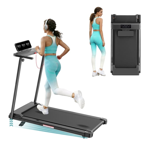 HaHbHc 3.5 HP Foldable Treadmill with Handlebar & Incline, Walking Pad Treadmill for Small Spaces, 400LBS Capacity, 12 Preset Programs, 0.6‑10MPH