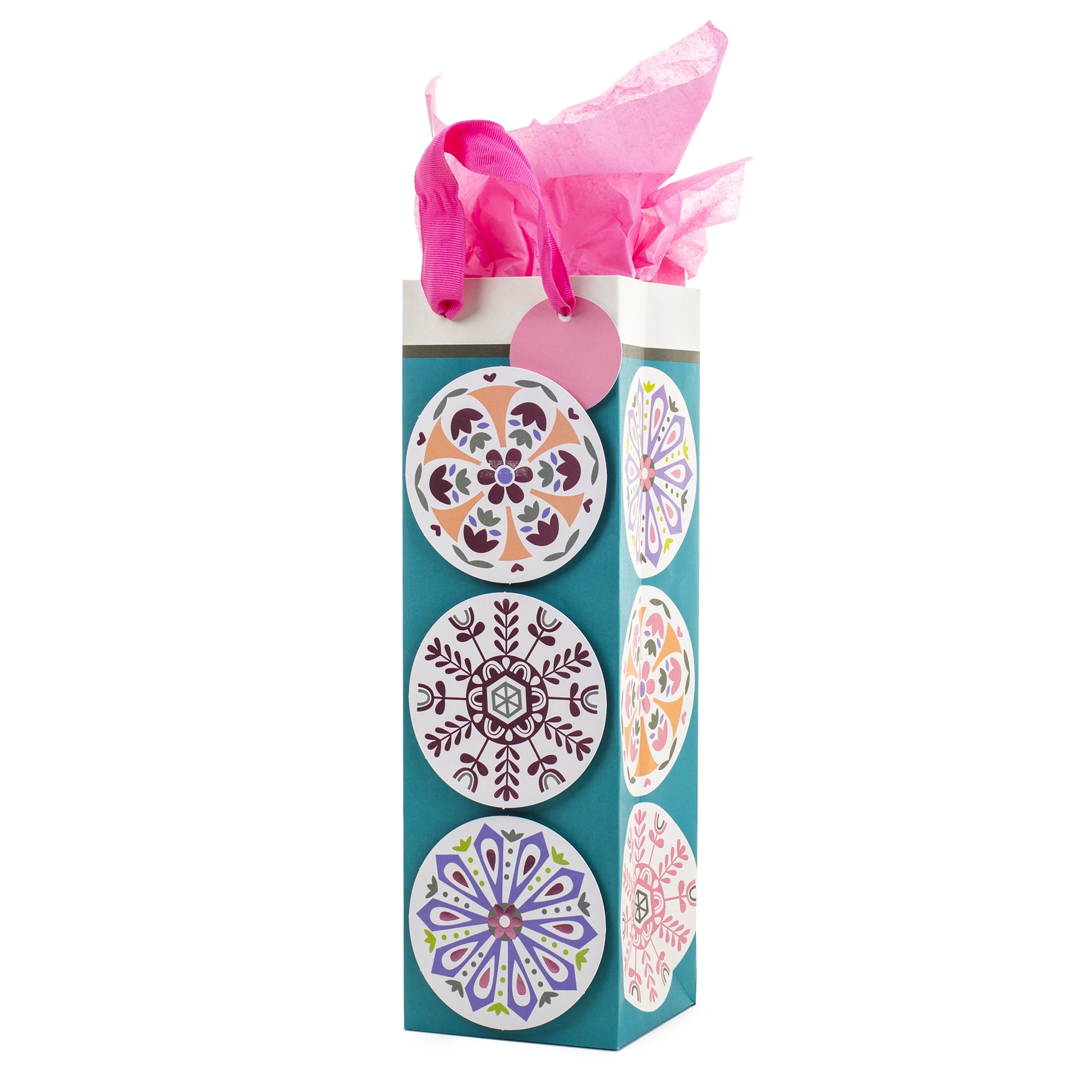 Hallmark Bottle Gift Bag with Tissue Paper for Birthdays, Bridal Showers, Housewarmings and More (Medallion)