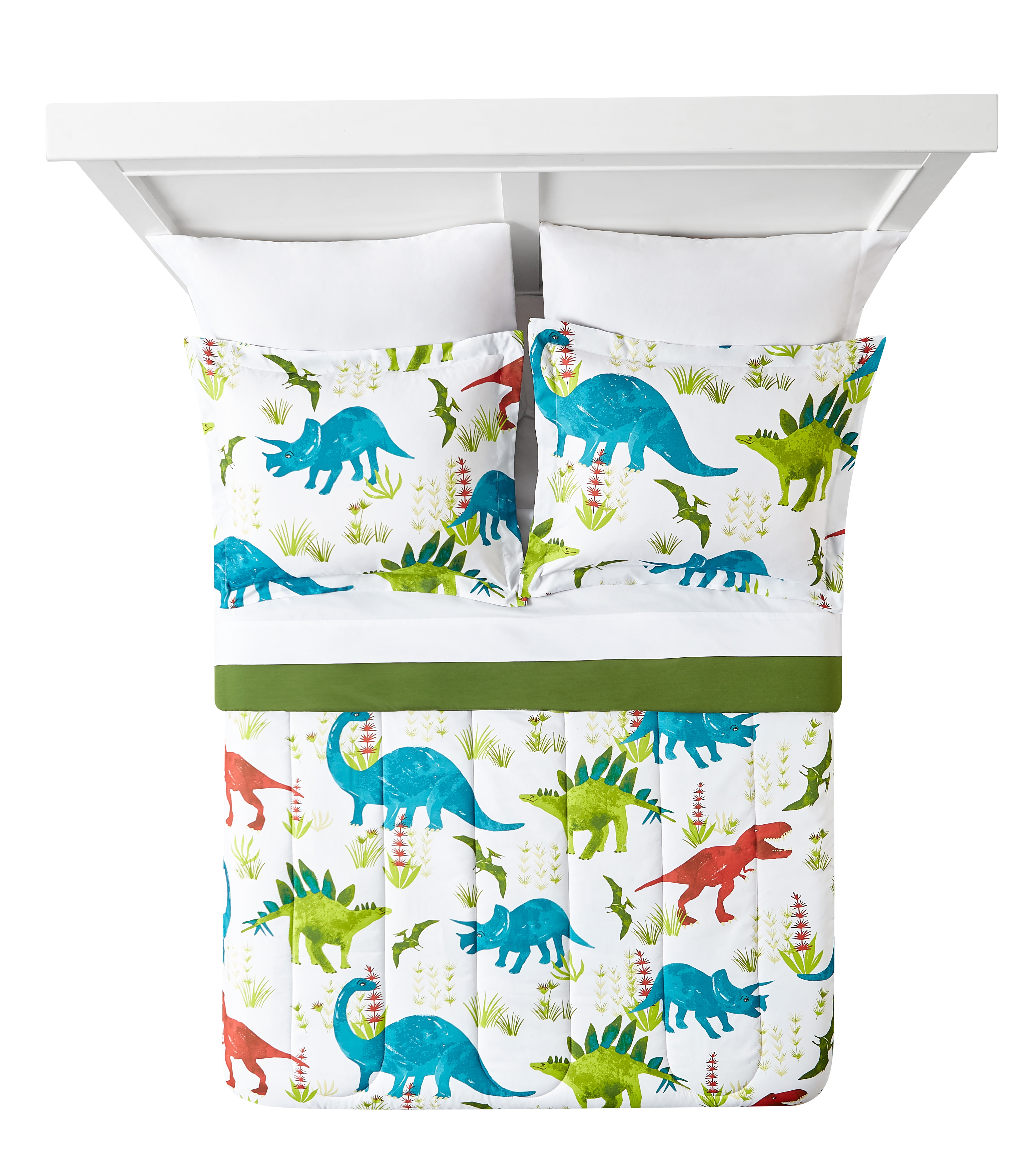 Your Zone 7-Piece Reversible Dinosaur Bed-in-a-Bag Bedding Set, Full