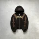 thumbnail image 4 of Sudadera con capucha de estilo Harajuku para mujer, con bordado geométrico, empalme gótico, Y2k, sencilla, para uso diario, con patrón suelto, informal, para hombre, 4 of 5