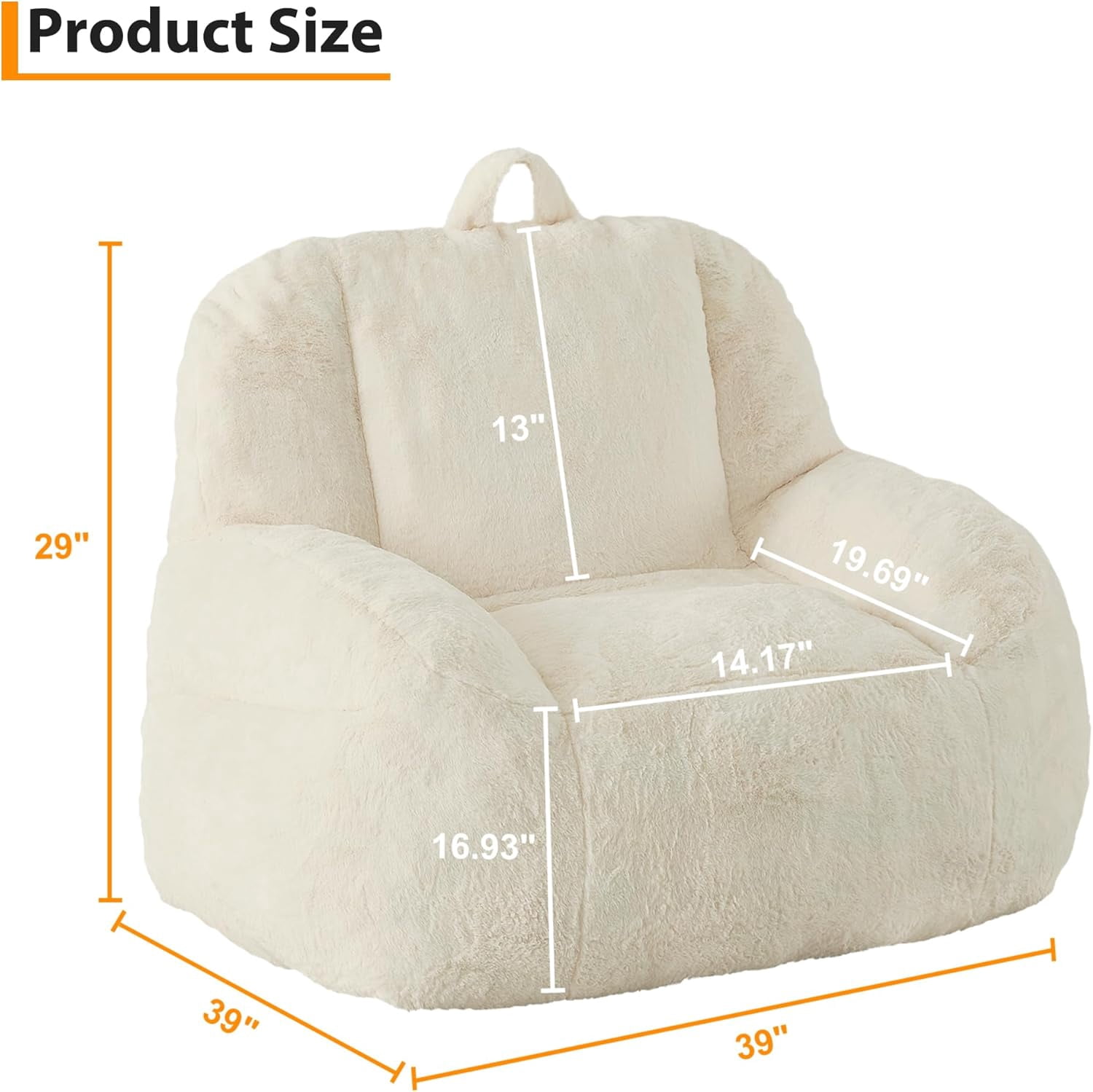 Bean Bag Chairs for or Adults Teens, Large Bean Bag Sofa Chairs with Filling for Basement, Living Room, Game Room, White