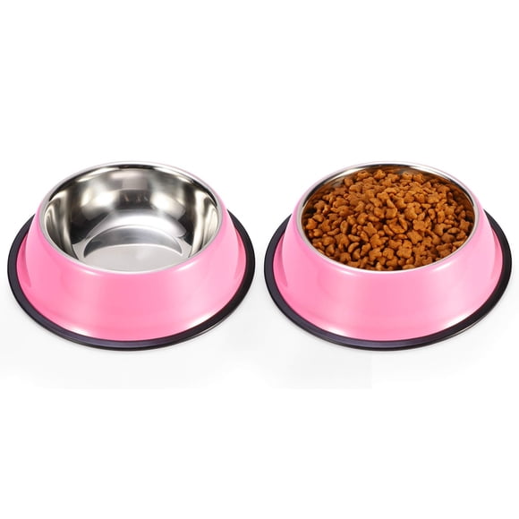 Podinor Cuencos De Acero Inoxidable Para Perros, Comida Y Agua, Antideslizantes, Apilables, Platos Para Cachorros Para Perros Pequeños, Medianos Y Grandes (Paquete De 2)