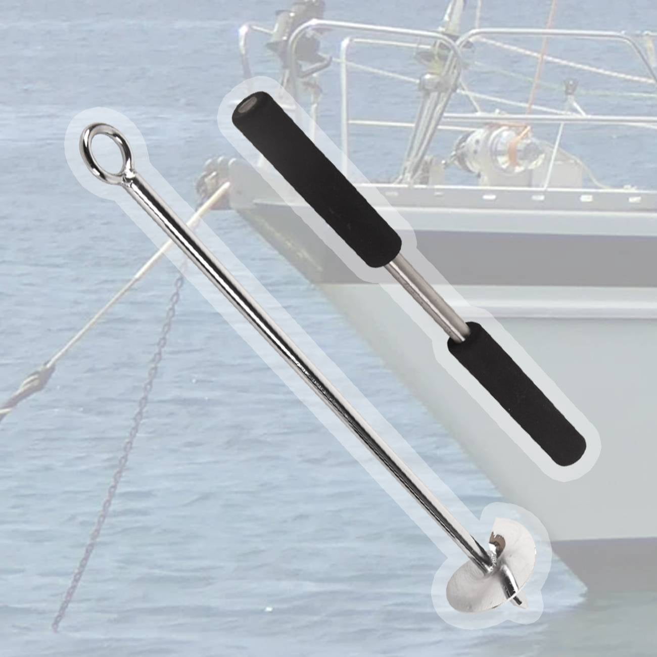 DAWOT 316 Stainless Steel Sand Anchor with Removable Handle for Kayak Jet Ski PWC Pontoon 17" Length Auger to The Beach Shallow Water and Sandbar Sand Anchor for Boat