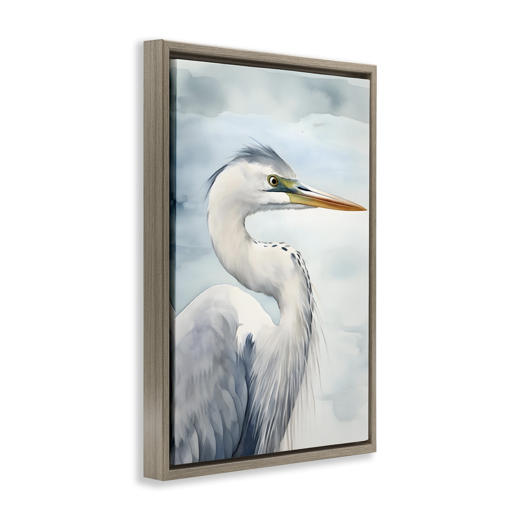 Stupell Industries Serene Beach Bird Animals & Insects Painting Brown Floater Framed Canvas Art Print Wall Art, 21 x 31