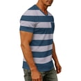 thumbnail image 5 of WAYUTE Men's T Shirts V Neck Short Sleeve Patchwork Color Striped Printed Stretch Fit Tee Tops with Front Pocket Beach Casual Summer Tshirts, 5 of 7