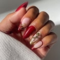 thumbnail image 3 of Salon Perfect Artificial Fake Press On Nails, 417 Charmed, Gold Rose, Medium Almond, File, Glue, and Prep Pad Included, 30 Nails, 3 of 7