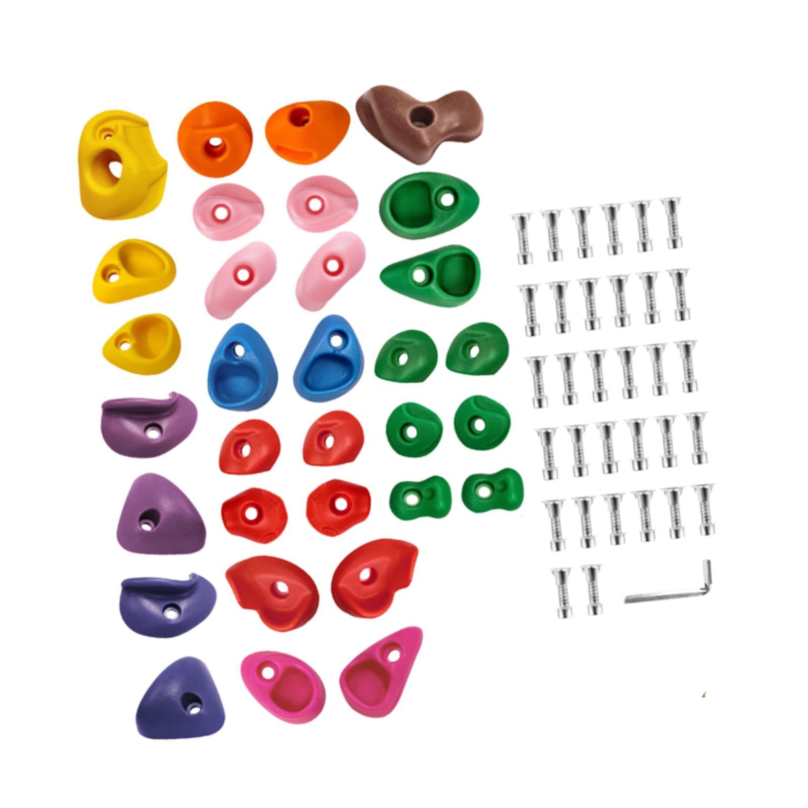 Wswqop 32 Pieces Rock Climbing Holds Climbing Rocks Includes Mounting Hardware Coloured