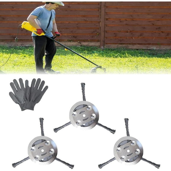 Thread Trimmer Replacement Head, 2025 New Steel Wire Grass Cutting Head 6 Inch Wire Weed Universal Brush Cutter Trimmer Head Weed Remover Tool Wired Trimmer Blade for Lawn Mower Tray (3 Blades 3PCS)
