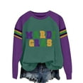 thumbnail image 2 of Ploknplq Striped Sweater Women,Mardi Gras Clothes,Green Sweater Women Purple Gold Green Women's Print Hoodless Sweatshirt,Long Sleeve Shirts for Women,Crewneck Sweatshirt Z Green 2XL, 2 of 4