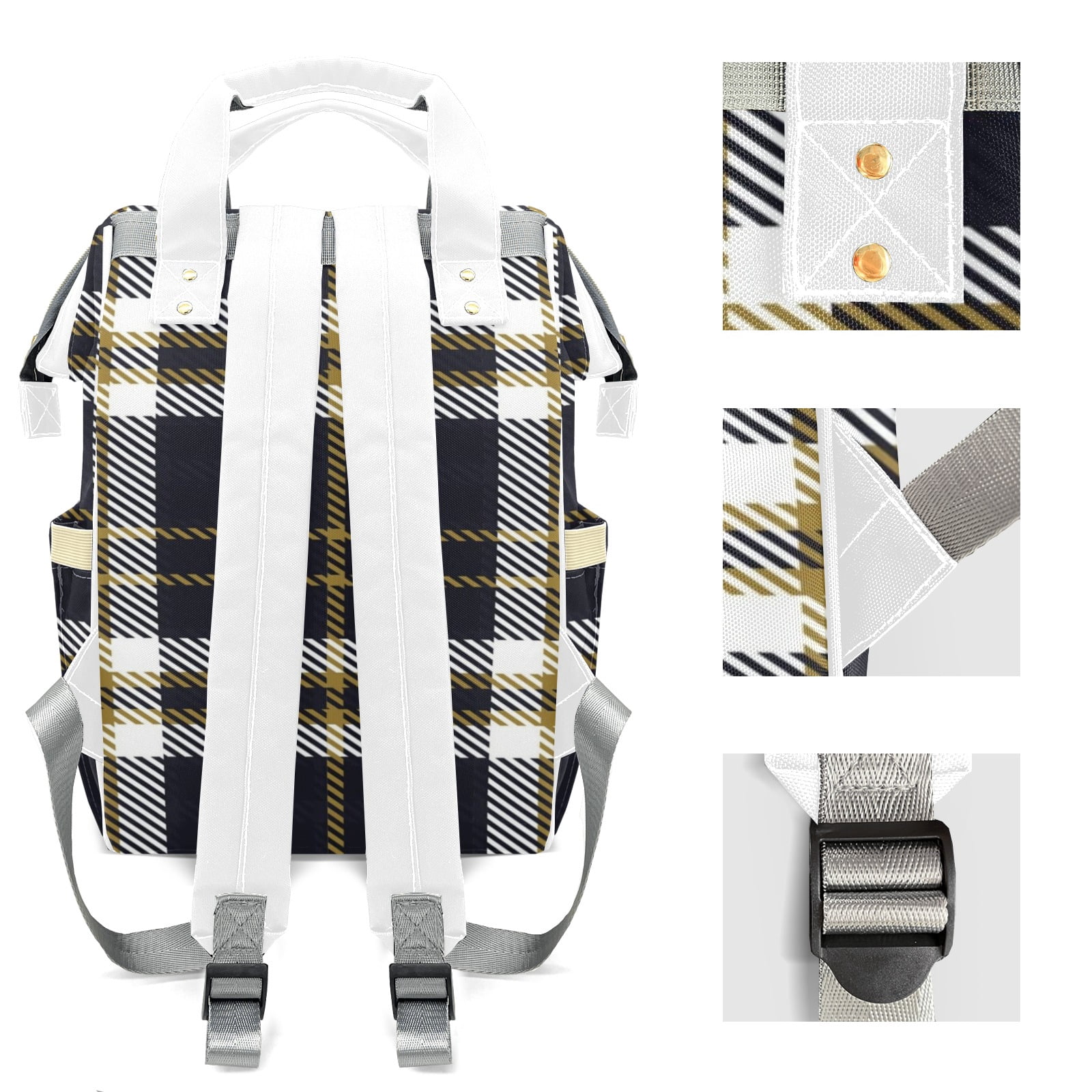 Buffalo Plaid Diaper Backpack – Large Capacity, Insulated Baby Bottle Pocket, Multifunctional Mommy Bag for Boys & Girls