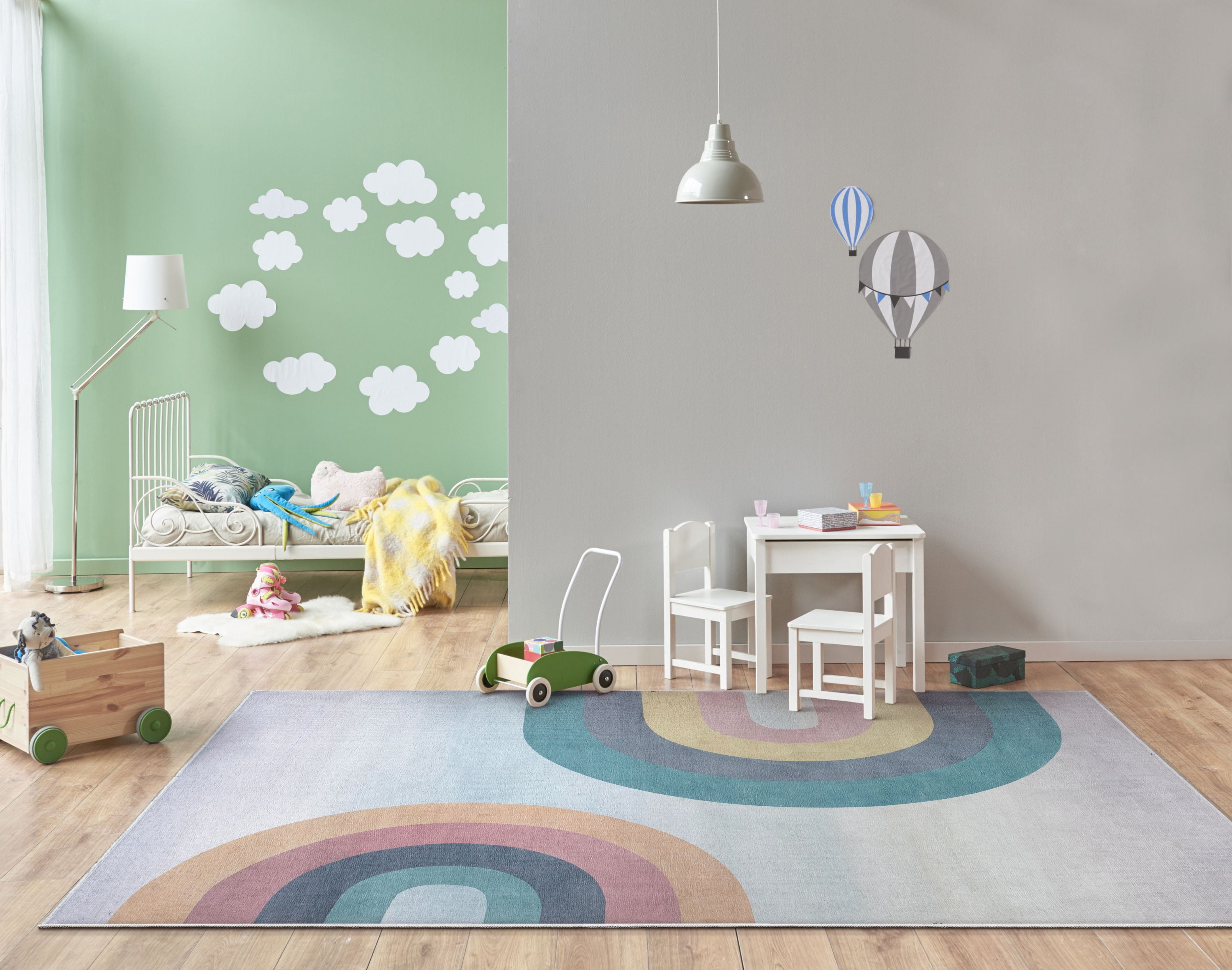 Well Woven Kids Rugs Kaleidoscope Rainbow Modern Multi Color Printed Distressed Machine Washable 3'3" x 5' Area Rug