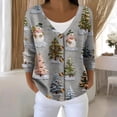 thumbnail image 2 of Women's Fashion Long Sleeve Christmas Snowman Snowflake Print Jacket Cardigan for Holiday Party and Casual Daily Wear,Gray,M, 2 of 5