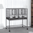 thumbnail image 3 of Yaheetech Cage à Oiseaux Grand Empilable de 41,5 Po avec Support Roulant, Noir, 3 of 9