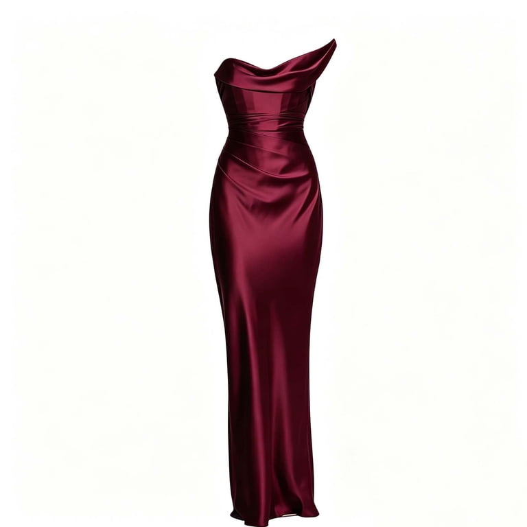 pink satin cowl lace up bodycon dress ROHUUQUE Dresses for Women One Shoulder Neck Corset Back Maxi Solid Formal Evening Dress Burgundy BV-FP