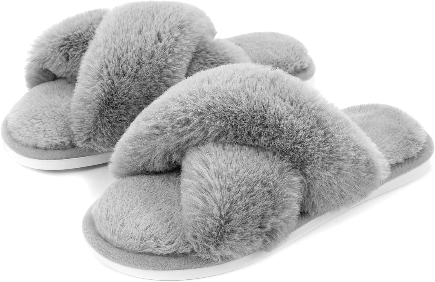 Women's Fuzzy Slippers House Slippers Cross Band Slippers Indoor